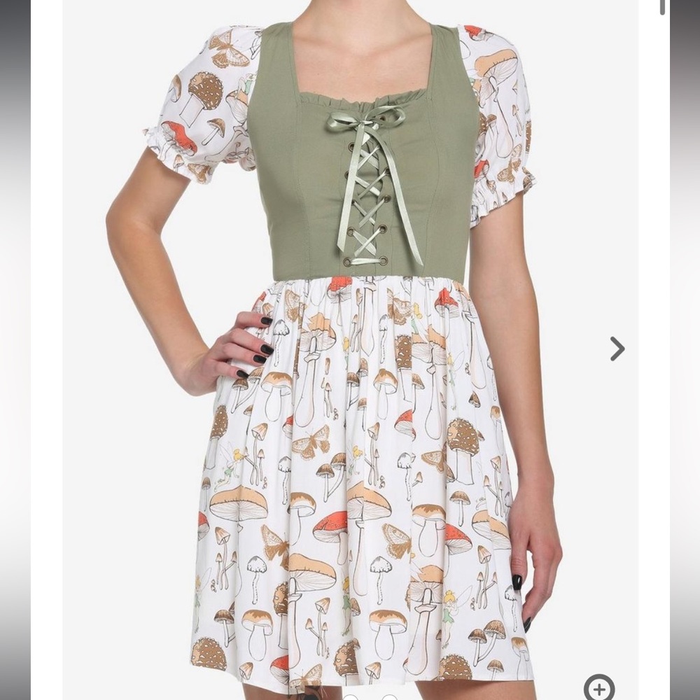 Her Universe Disney Tinker Bell Mushroom Lace-Up Dress Size M